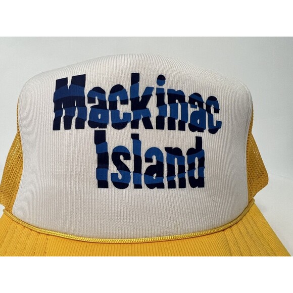 Vintage SnapBack Yellow Mackinac Island Hat Cap J Hats - Picture 2 of 8